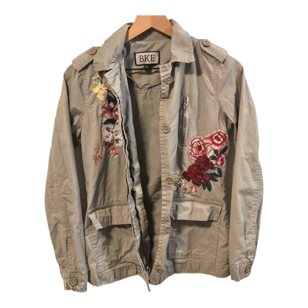 BKE Embroidered Floral Cargo Utility Button Up Jacket Size XS - Picture 13 of 13